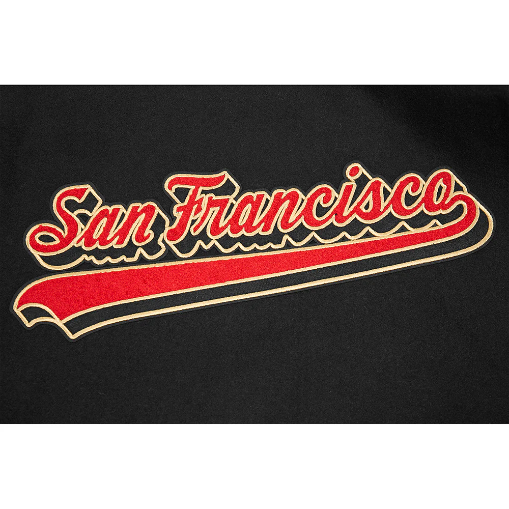 NFL SAN FRANCISCO 49ERS SCRIPT TAIL MEN'S RIB WOOL VARSITY (BLACK/RED/BLACK) - Image 10
