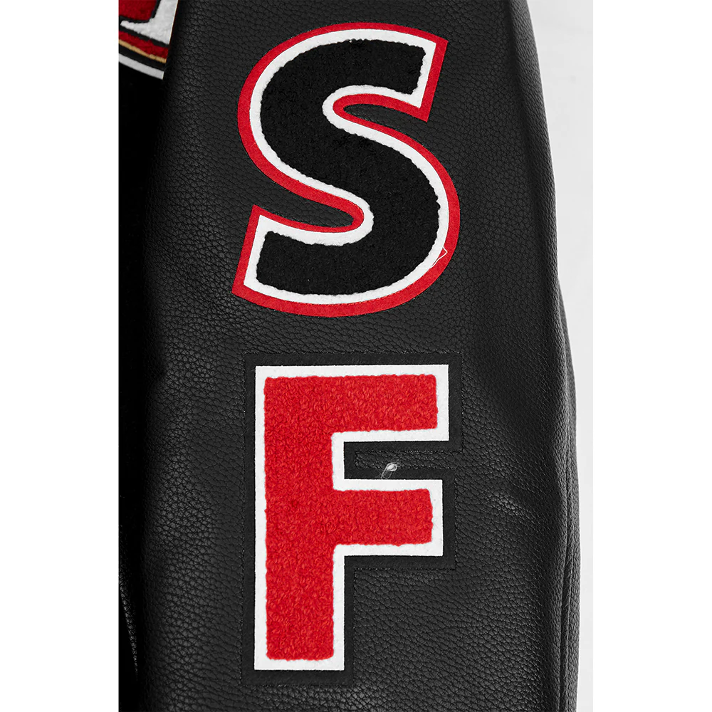 NFL SAN FRANCISCO 49ERS SCRIPT TAIL MEN'S RIB WOOL VARSITY (BLACK/RED/BLACK) - Image 12
