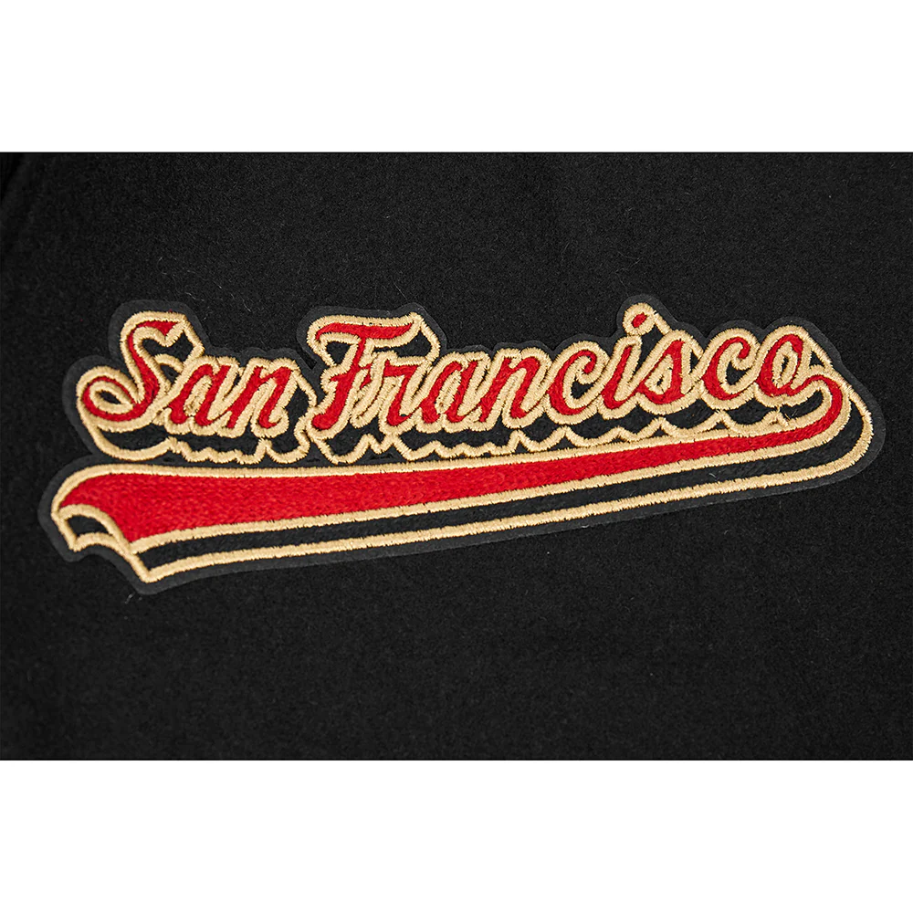 NFL SAN FRANCISCO 49ERS SCRIPT TAIL MEN'S RIB WOOL VARSITY (BLACK/RED/BLACK) - Image 13