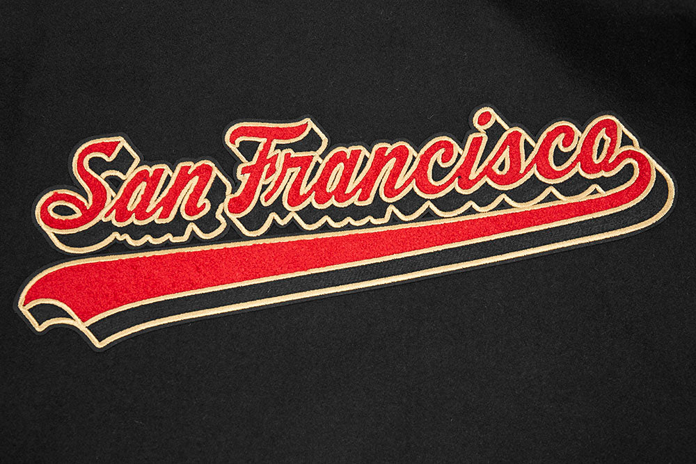 NFL SAN FRANCISCO 49ERS SCRIPT TAIL MEN'S RIB WOOL VARSITY (BLACK/RED/BLACK) - Image 16
