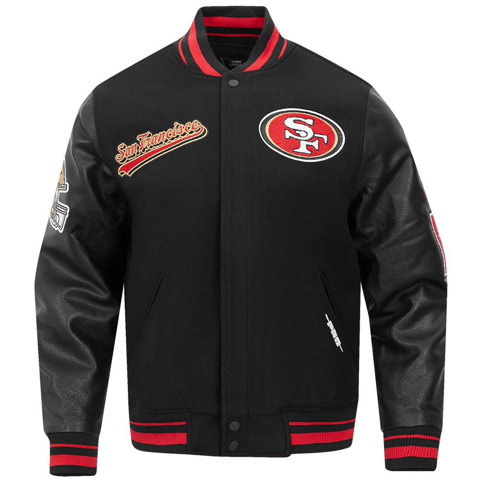 NFL SAN FRANCISCO 49ERS SCRIPT TAIL MEN'S RIB WOOL VARSITY (BLACK/RED/BLACK) - Image 3