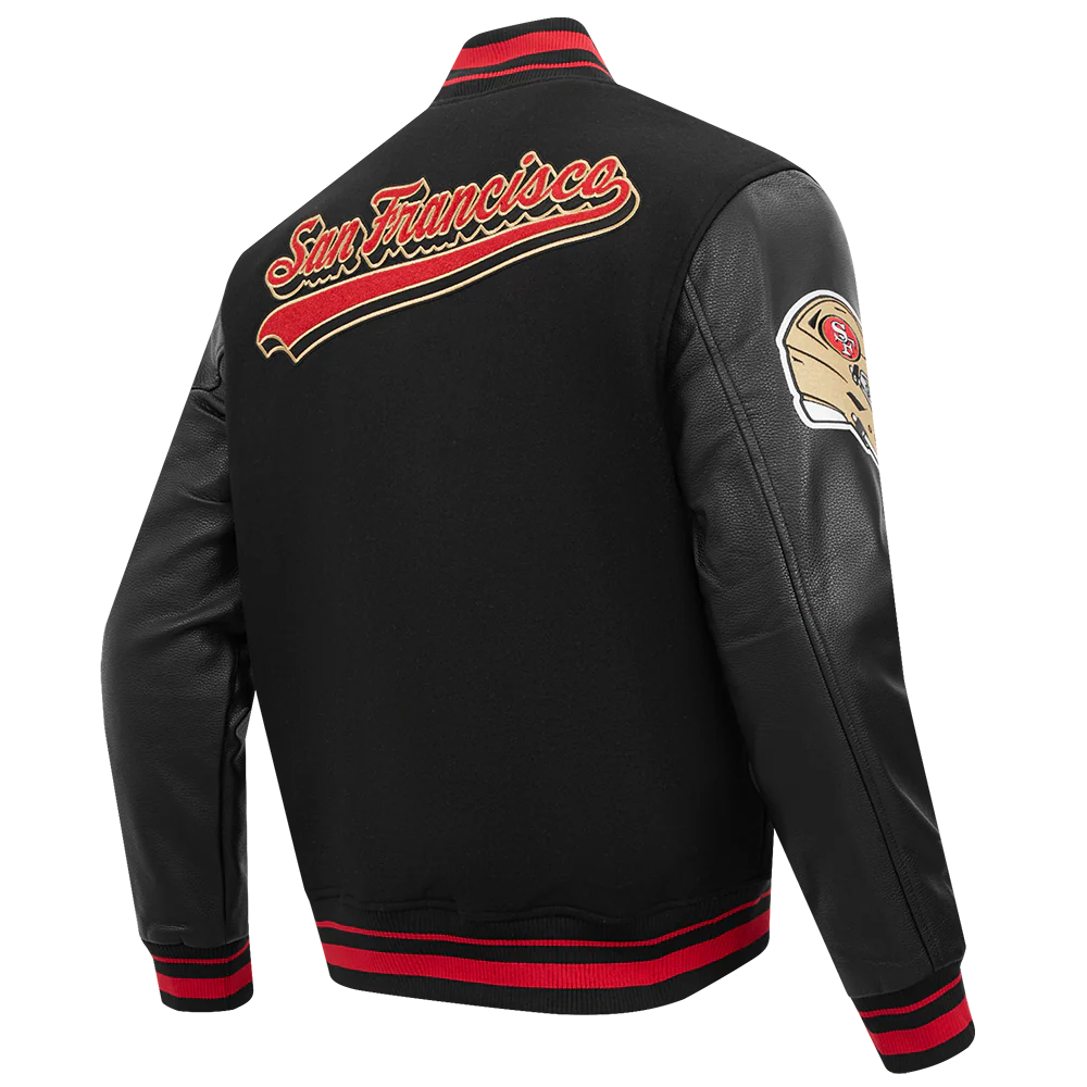 NFL SAN FRANCISCO 49ERS SCRIPT TAIL MEN'S RIB WOOL VARSITY (BLACK/RED/BLACK) - Image 7
