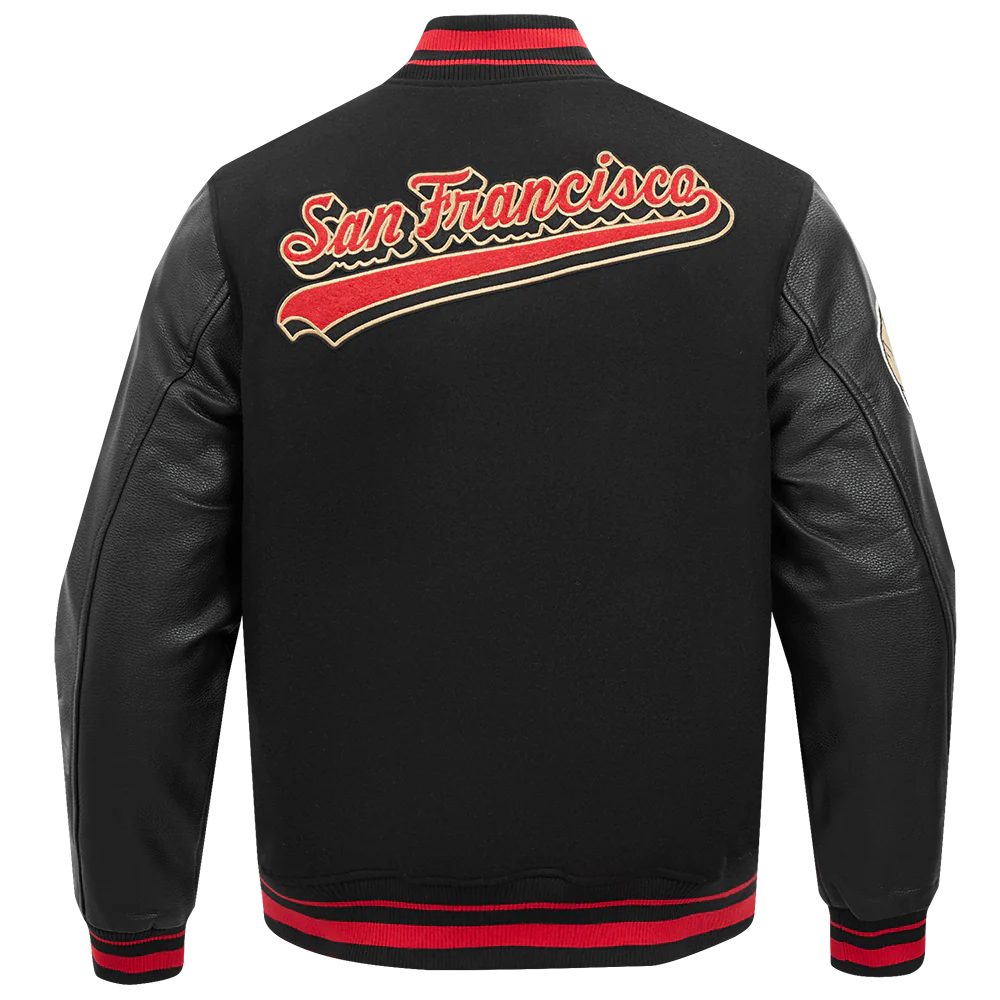 NFL SAN FRANCISCO 49ERS SCRIPT TAIL MEN'S RIB WOOL VARSITY (BLACK/RED/BLACK) - Image 8