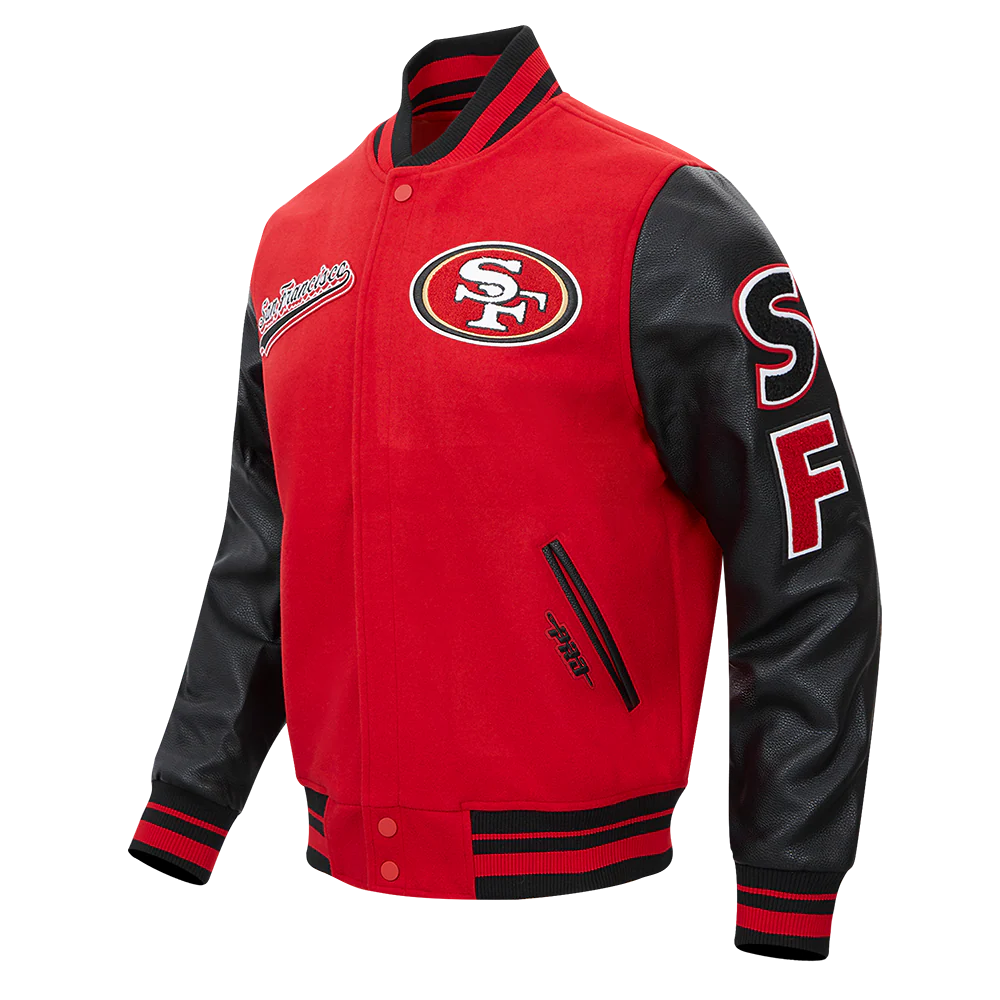 NFL SAN FRANCISCO 49ERS SCRIPT TAIL MEN'S RIB WOOL VARSITY (RED/BLACK) - Image 4