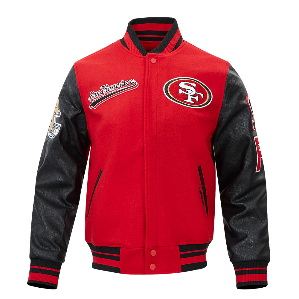 NFL SAN FRANCISCO 49ERS SCRIPT TAIL MEN'S RIB WOOL VARSITY (RED/BLACK) - Image 5