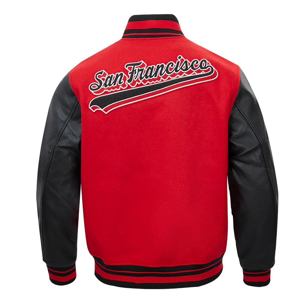 NFL SAN FRANCISCO 49ERS SCRIPT TAIL MEN'S RIB WOOL VARSITY (RED/BLACK) - Image 7