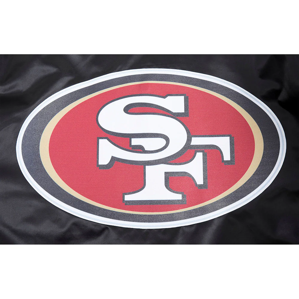 NFL SAN FRANCISCO 49ERS SCRIPT TAIL MEN'S SATIN JACKET (BLACK/RED/BLACK) - Image 10