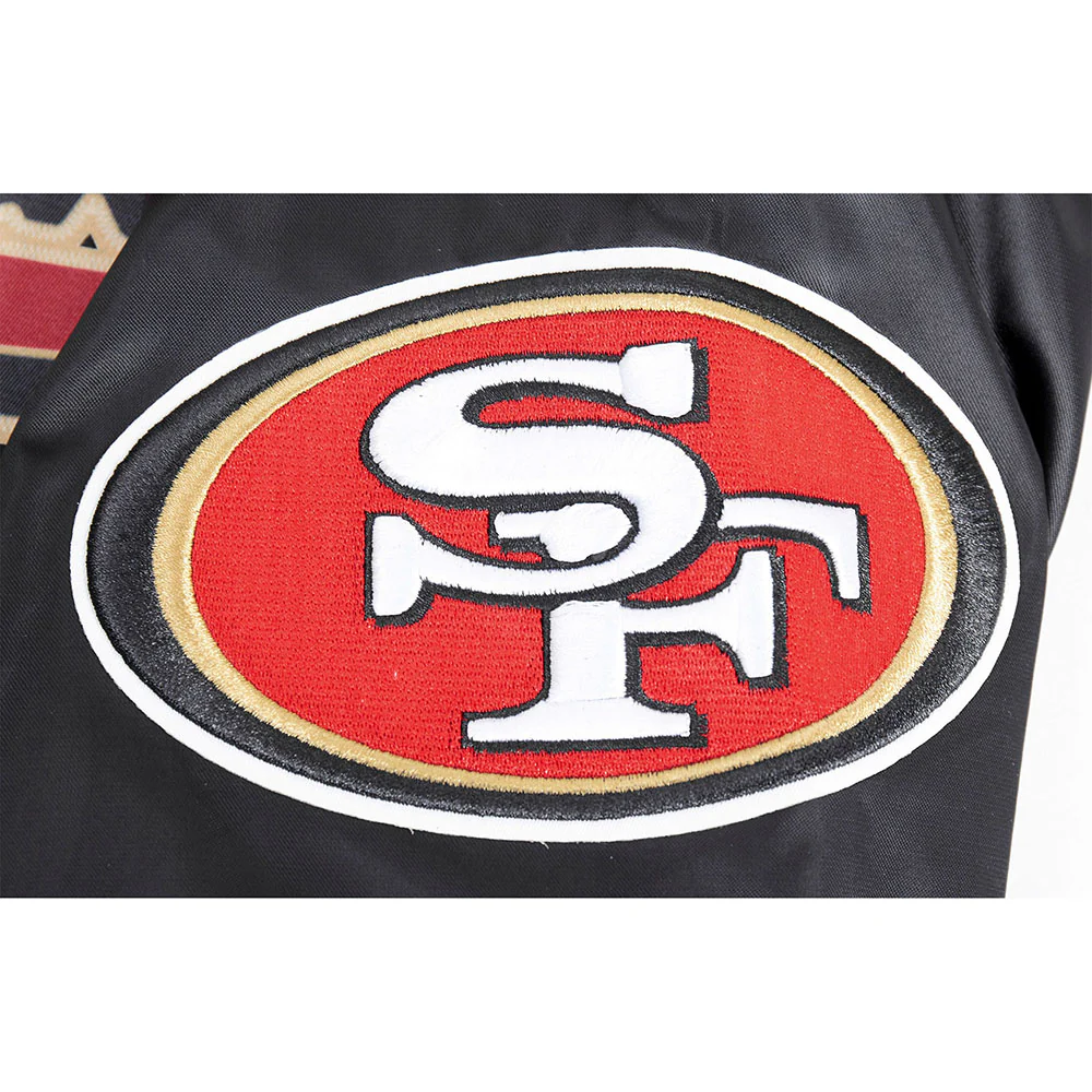 NFL SAN FRANCISCO 49ERS SCRIPT TAIL MEN'S SATIN JACKET (BLACK/RED/BLACK) - Image 11
