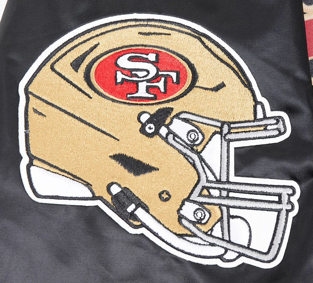 NFL SAN FRANCISCO 49ERS SCRIPT TAIL MEN'S SATIN JACKET (BLACK/RED/BLACK) - Image 14