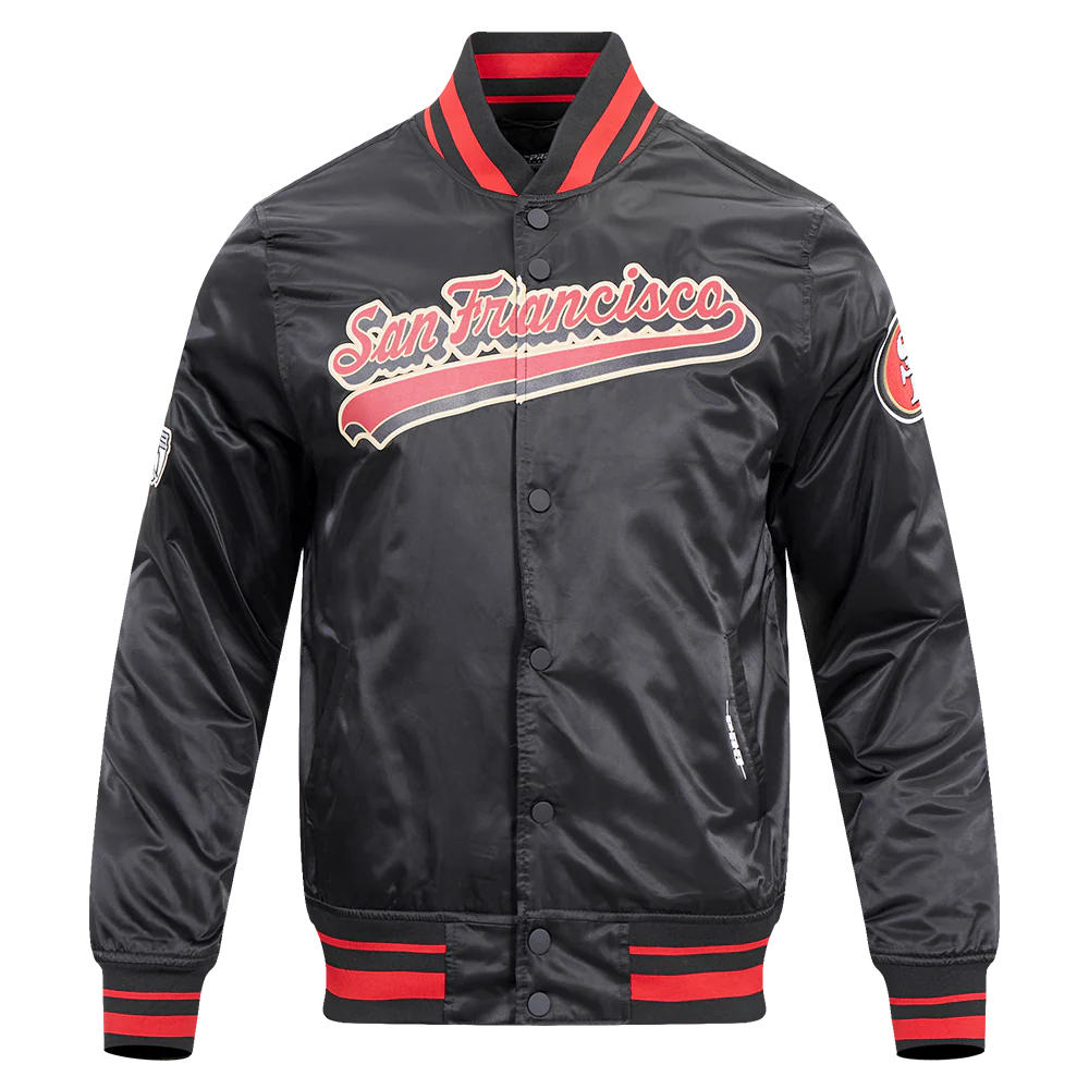 NFL SAN FRANCISCO 49ERS SCRIPT TAIL MEN'S SATIN JACKET (BLACK/RED/BLACK) - Image 3