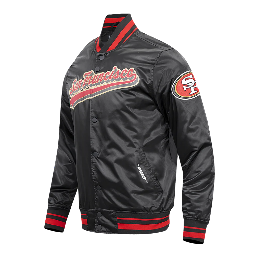 NFL SAN FRANCISCO 49ERS SCRIPT TAIL MEN'S SATIN JACKET (BLACK/RED/BLACK) - Image 6