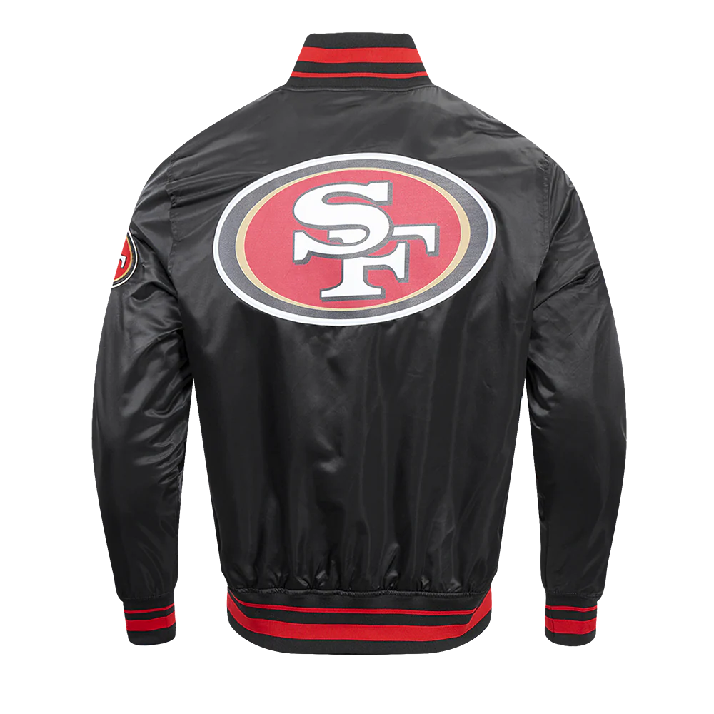 NFL SAN FRANCISCO 49ERS SCRIPT TAIL MEN'S SATIN JACKET (BLACK/RED/BLACK) - Image 7