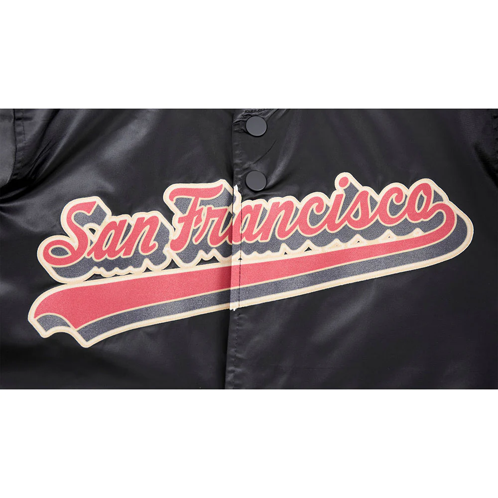 NFL SAN FRANCISCO 49ERS SCRIPT TAIL MEN'S SATIN JACKET (BLACK/RED/BLACK) - Image 9