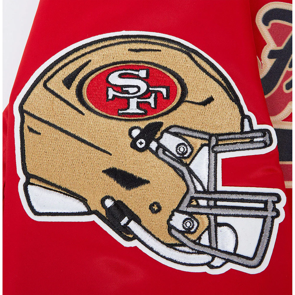 NFL SAN FRANCISCO 49ERS SCRIPT TAIL MEN'S SATIN JACKET (RED/BLACK) - Image 10