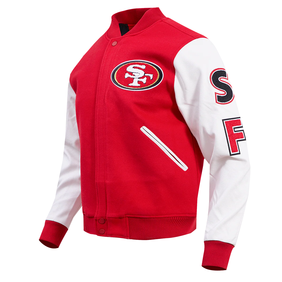 NFL SAN FRANCISCO 49ERS CLASSIC WOOL VARSITY JACKET (RED/WHITE) - Image 3
