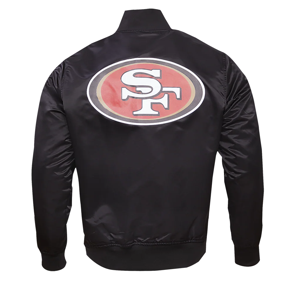 NFL SAN FRANCISCO 49ERS BIG LOGO MEN'S SATIN JACKET (BLACK) - Image 11
