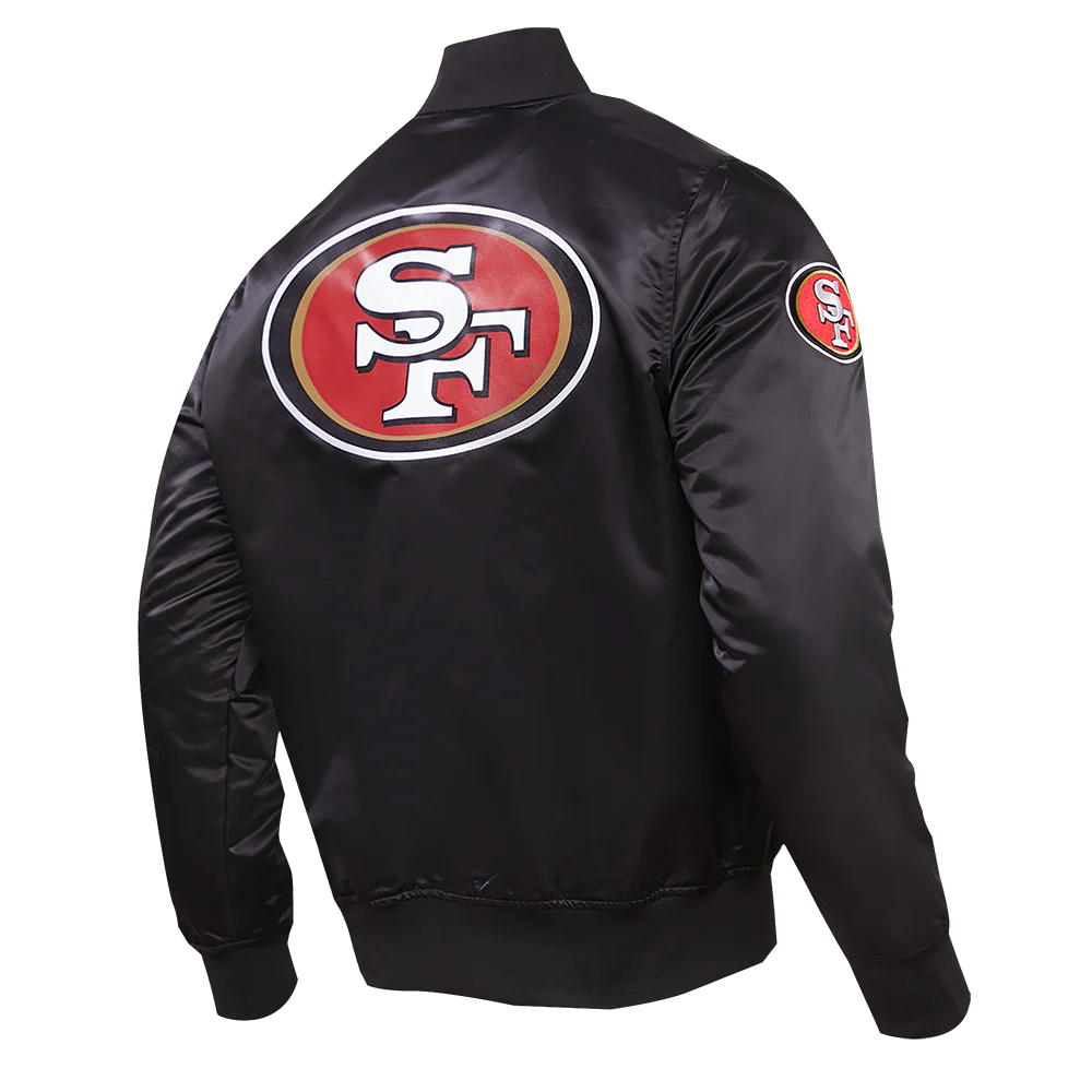 NFL SAN FRANCISCO 49ERS BIG LOGO MEN'S SATIN JACKET (BLACK) - Image 12