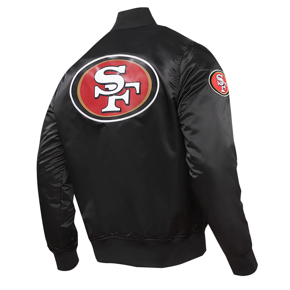 NFL SAN FRANCISCO 49ERS BIG LOGO MEN'S SATIN JACKET (BLACK) - Image 4