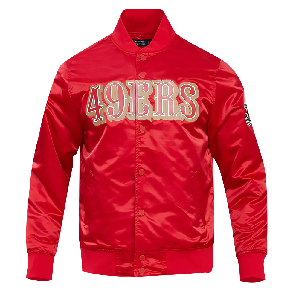 NFL SAN FRANCISCO 49ERS BIG LOGO MEN'S SATIN JACKET (RED)