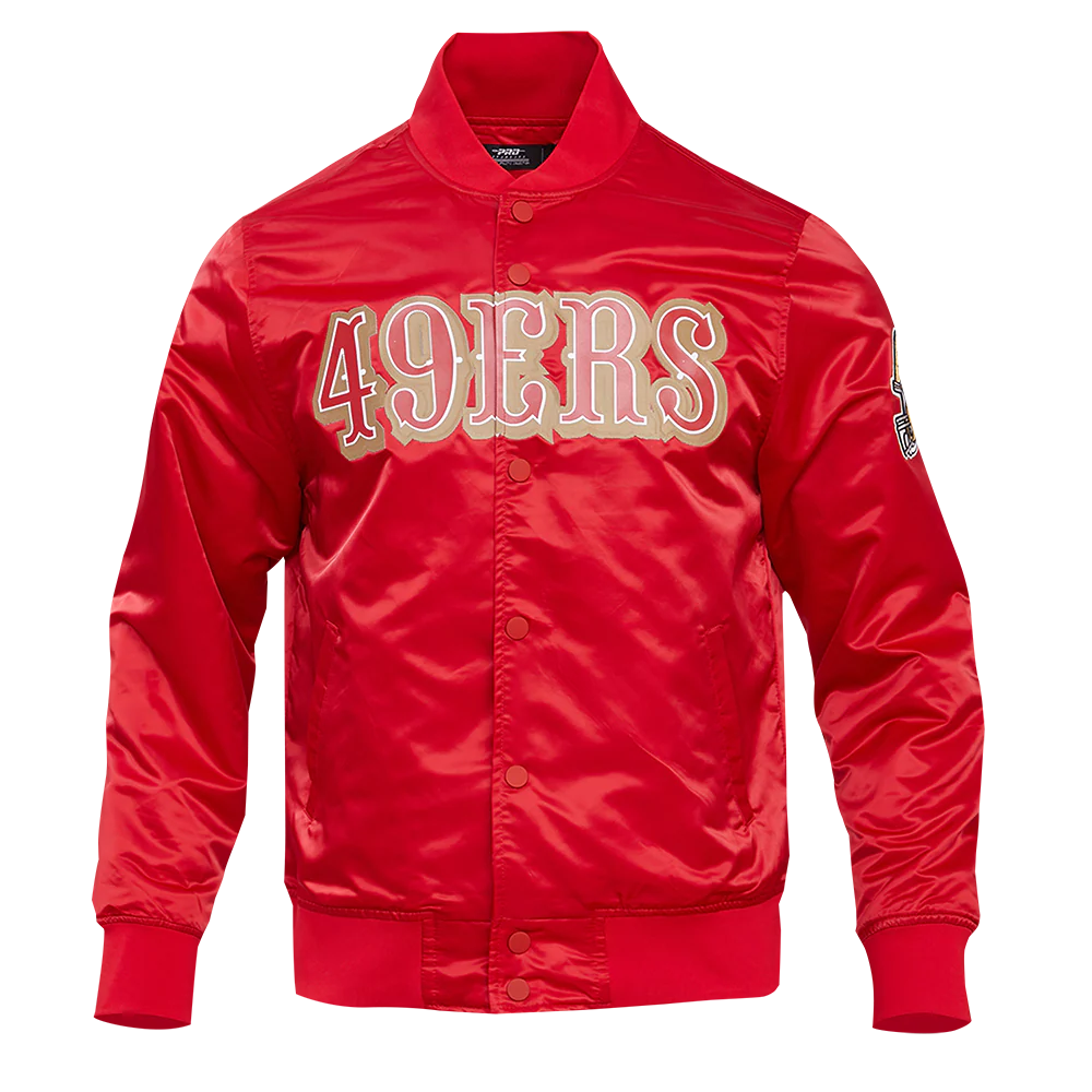 NFL SAN FRANCISCO 49ERS BIG LOGO MEN'S SATIN JACKET (RED) - Image 9