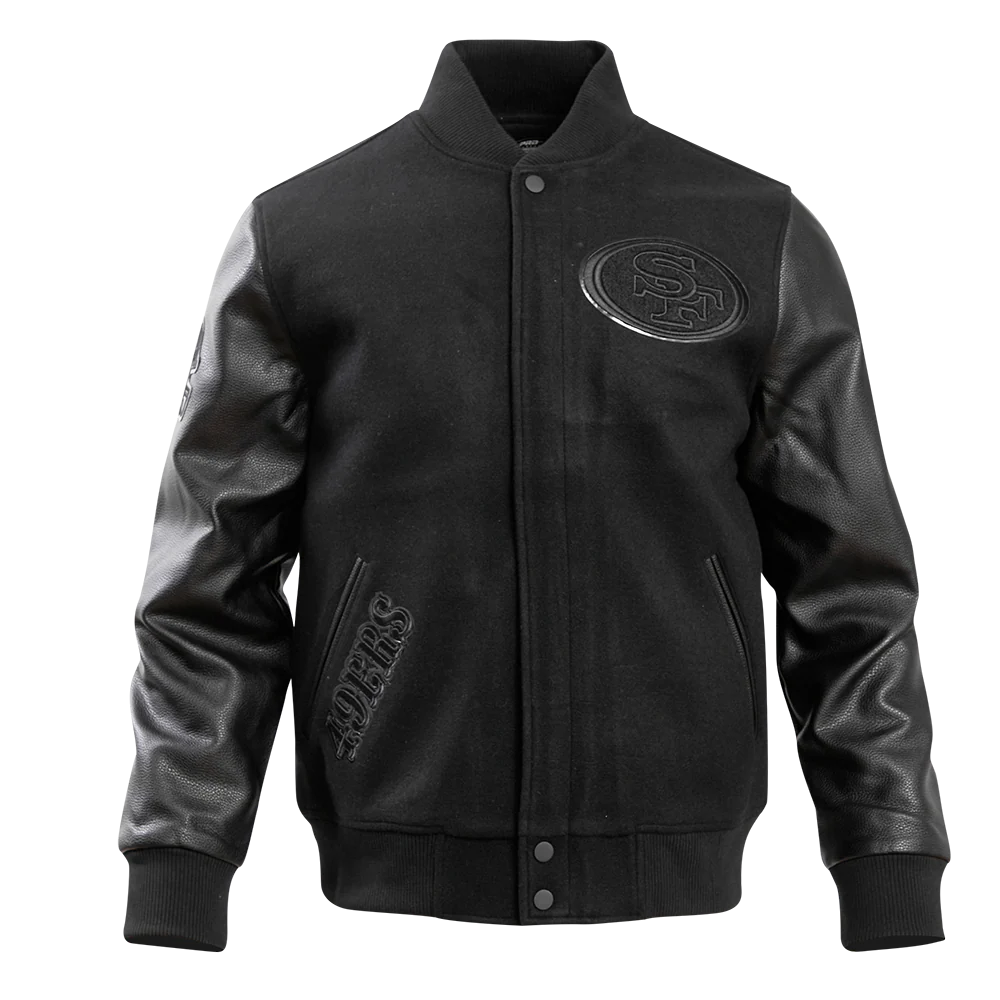 NFL SAN FRANCISCO 49ERS TRIPLE BLACK WOOL VARSITY JACKET (TRIPLE BLACK) - Image 5