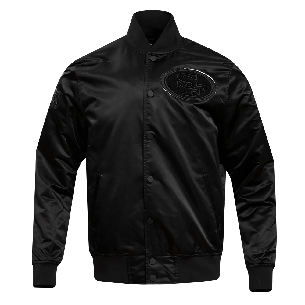 NFL SAN FRANCISCO 49ERS TRIPLE BLACK MEN'S SATIN JACKET (TRIPLE BLACK)