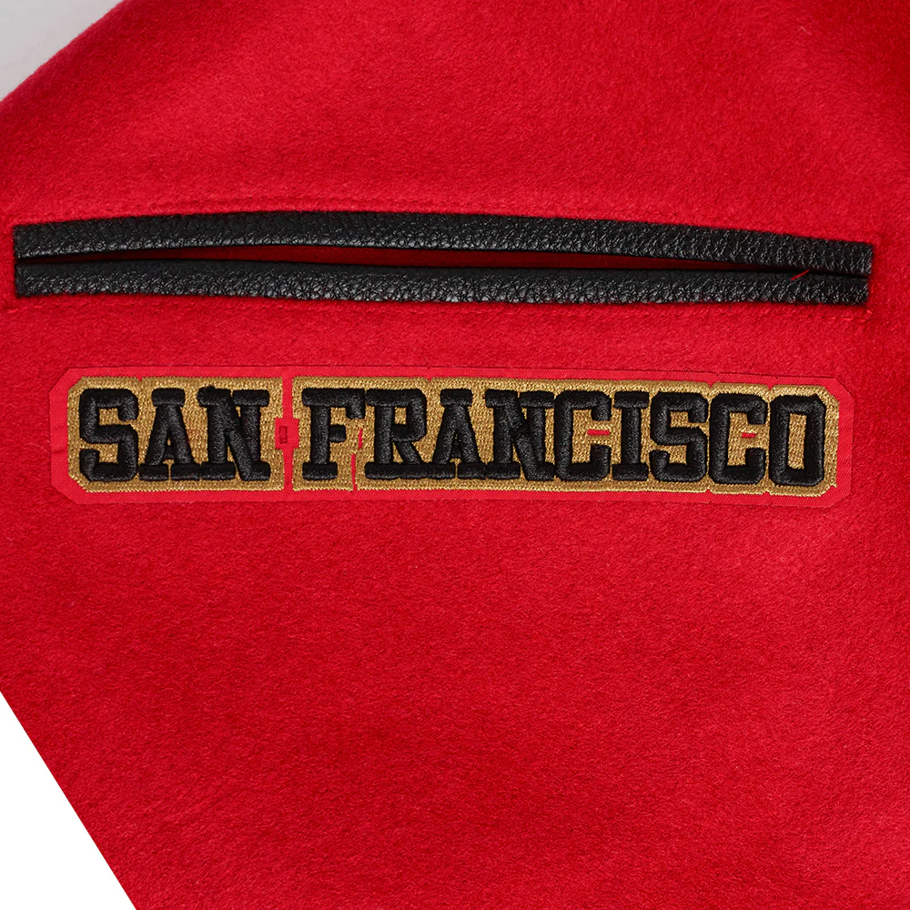NFL SAN FRANCISCO 49ERS AREA CODE MEN'S RIB WOOL VARSITY JACKET (RED/BLACK) - Image 10