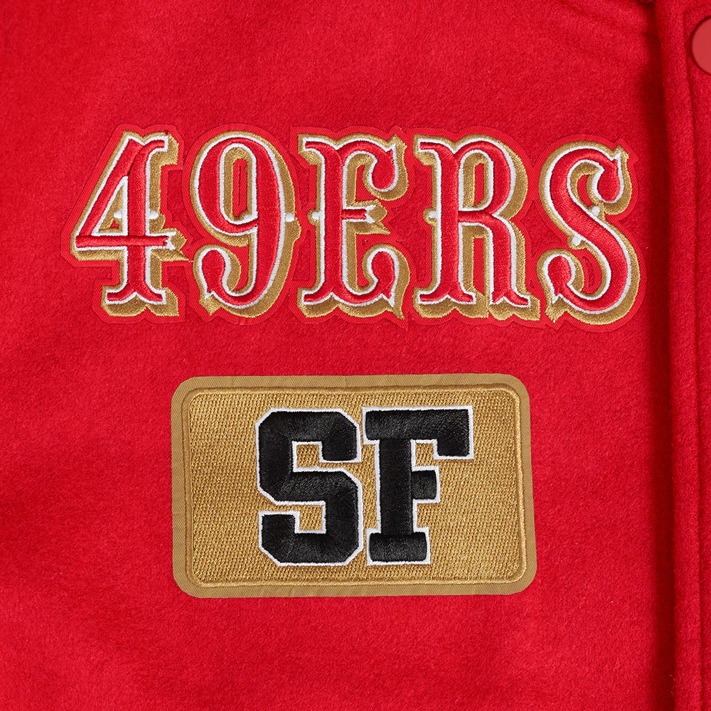 NFL SAN FRANCISCO 49ERS AREA CODE MEN'S RIB WOOL VARSITY JACKET (RED/BLACK) - Image 5
