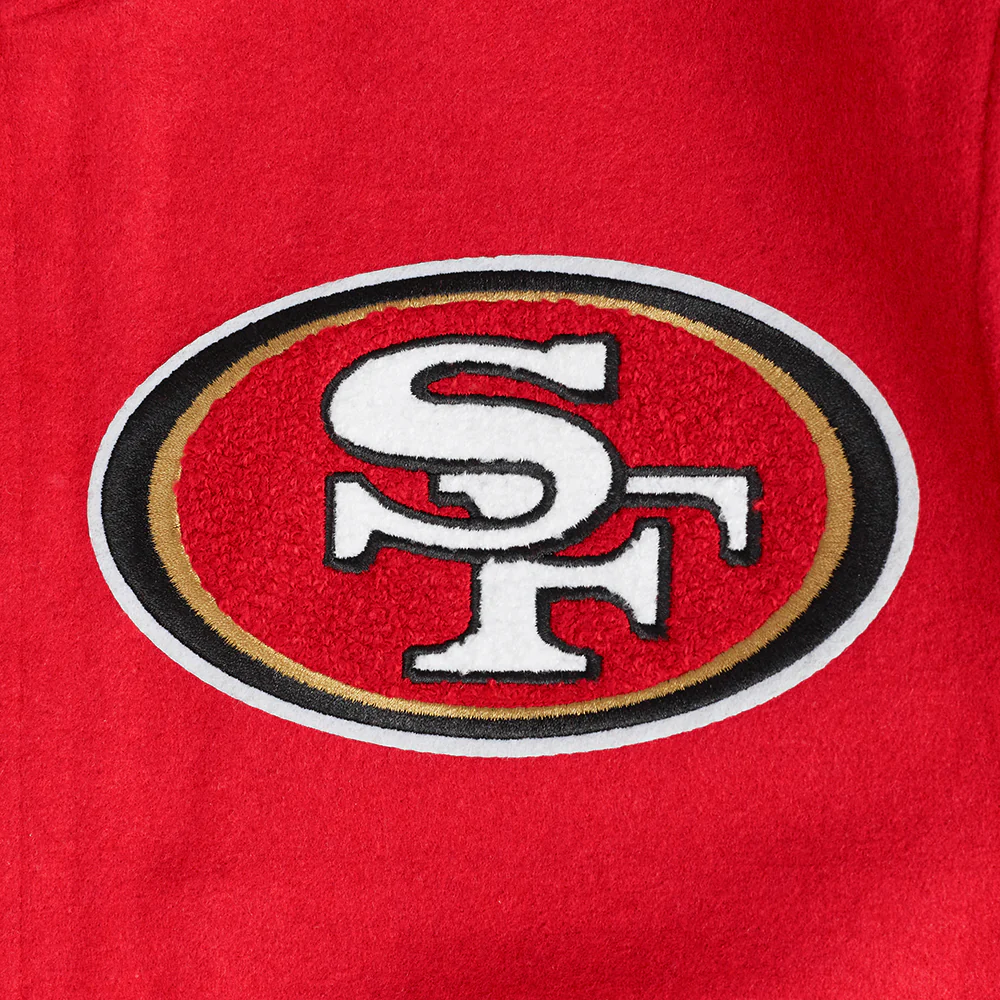 NFL SAN FRANCISCO 49ERS AREA CODE MEN'S RIB WOOL VARSITY JACKET (RED/BLACK) - Image 6