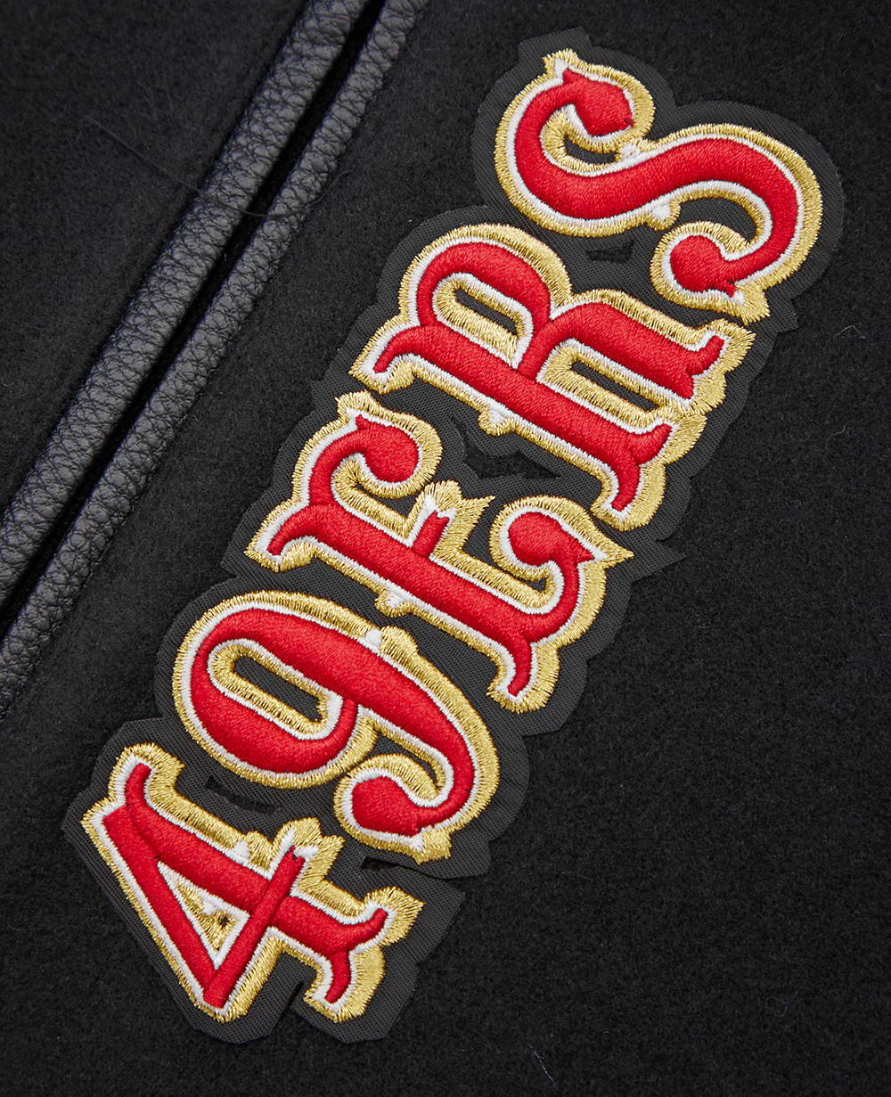 NFL SAN FRANCISCO 49ERS MASHUP MEN'S RIB WOOL VARSITY JACKET (BLACK/RED/BLACK) - Image 10