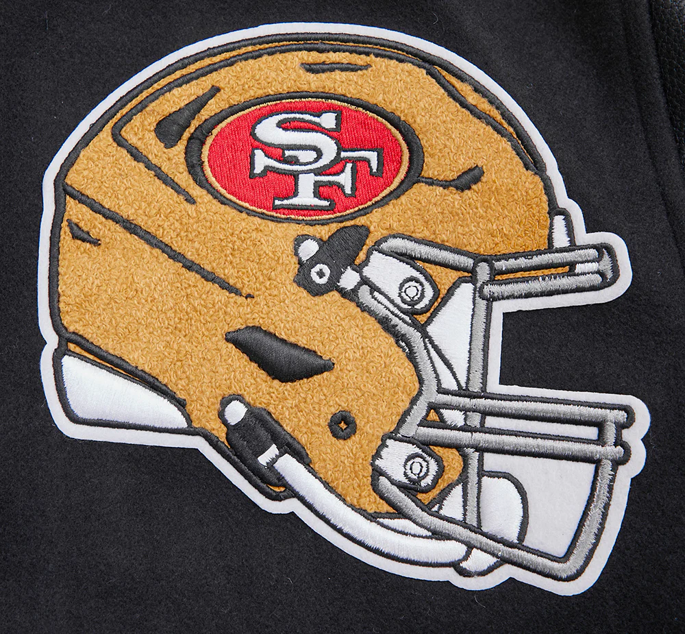 NFL SAN FRANCISCO 49ERS MASHUP MEN'S RIB WOOL VARSITY JACKET (BLACK/RED/BLACK) - Image 12