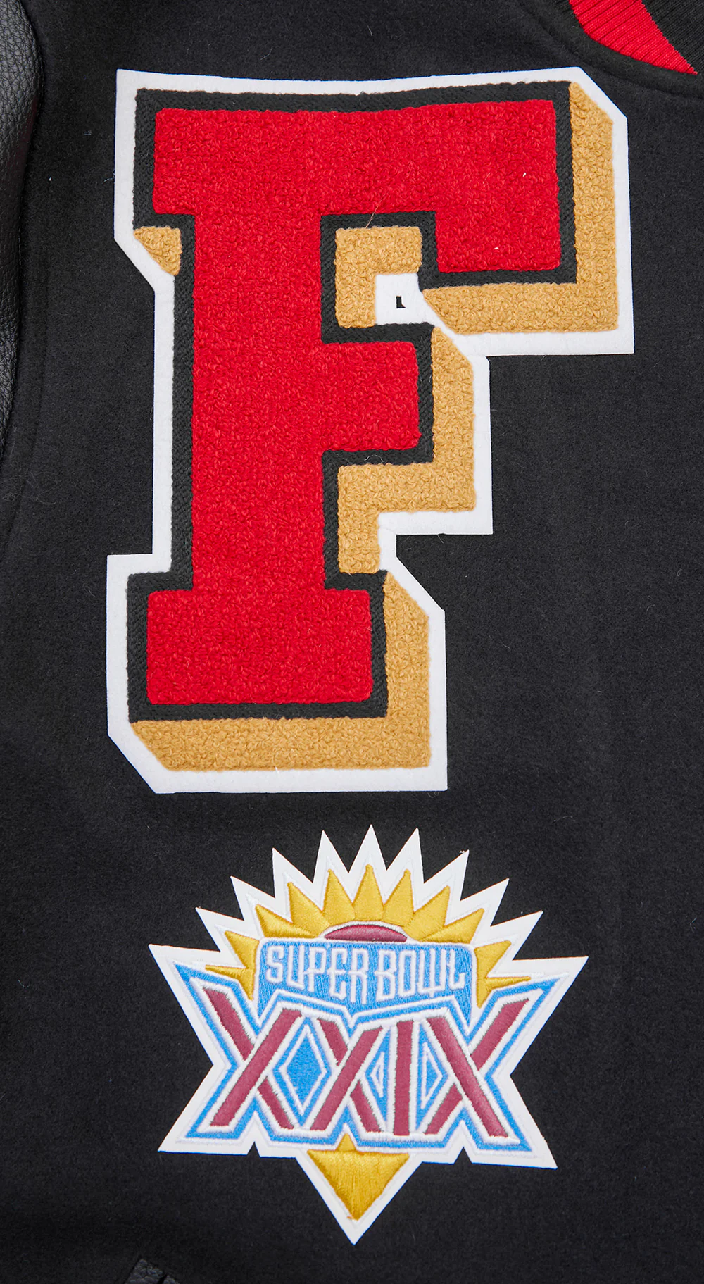 NFL SAN FRANCISCO 49ERS MASHUP MEN'S RIB WOOL VARSITY JACKET (BLACK/RED/BLACK) - Image 15