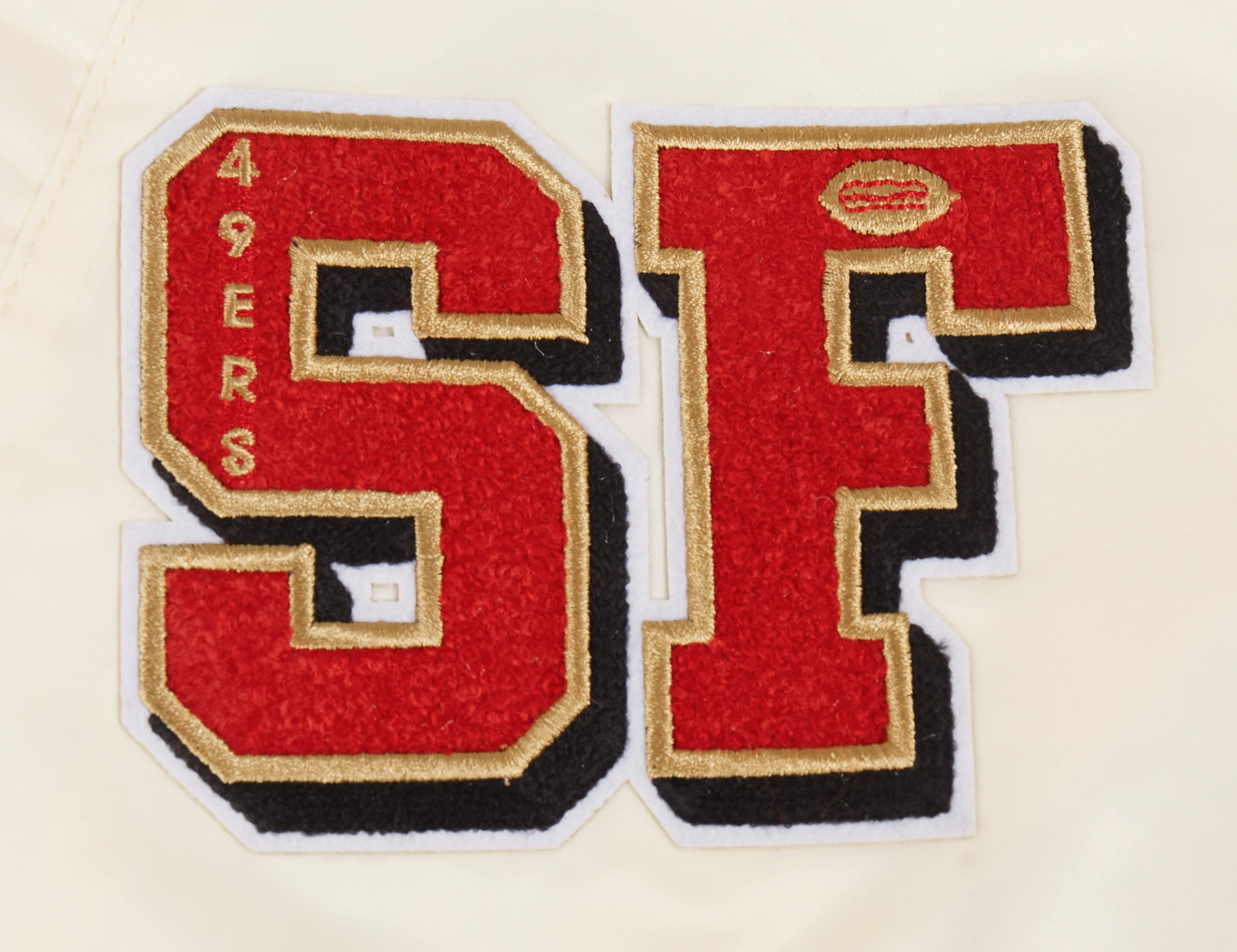 NFL SAN FRANCISCO 49ERS SUBLIMATED MEN'S SATIN JACKET-WHITE (EGGSHELL/ RED) - Image 6