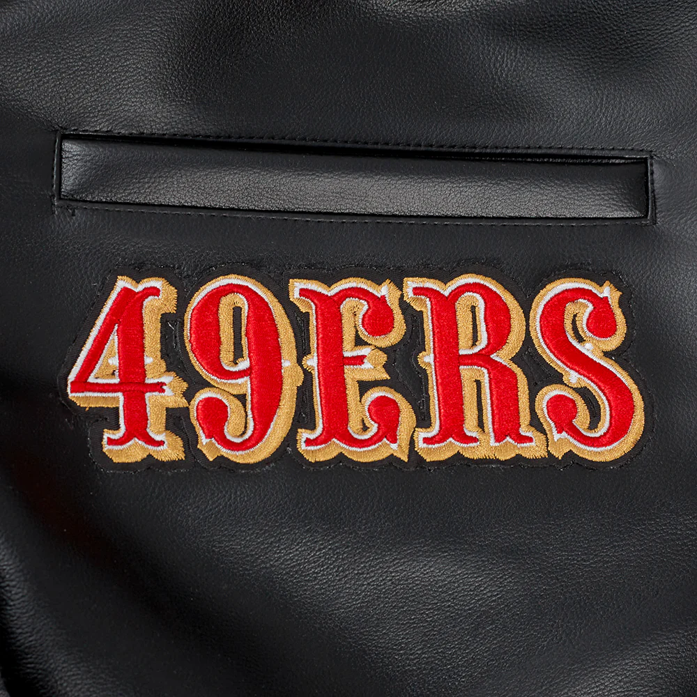 NFL SAN FRANCISCO 49ERS CITY SIGNATURE MEN'S LEATHER VARSITY JACKET (BLACK/WHITE) - Image 8