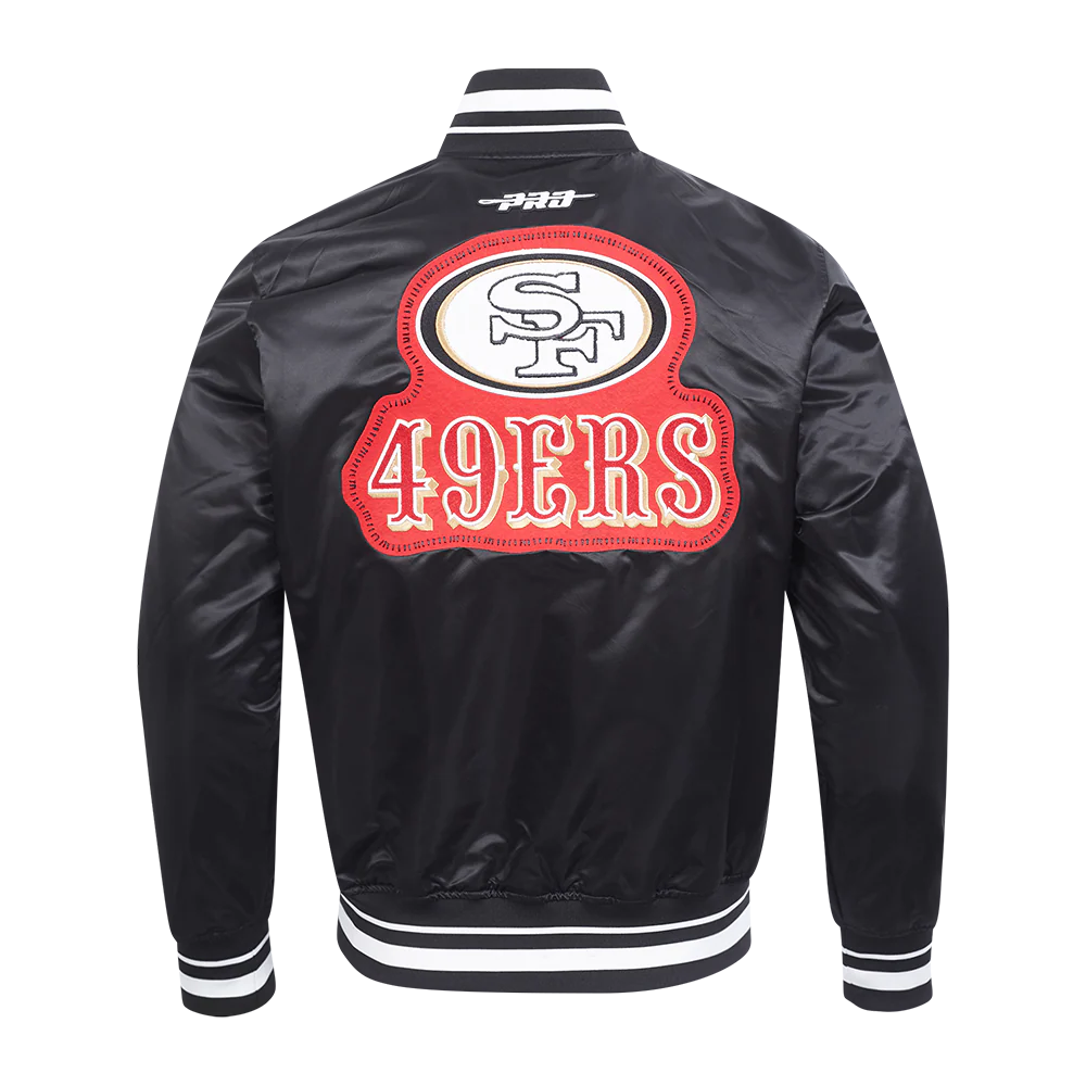 NFL SAN FRANCISCO 49ERS DIY PICK STITCH MEN'S RIB SATIN JACKET (BLACK) - Image 3