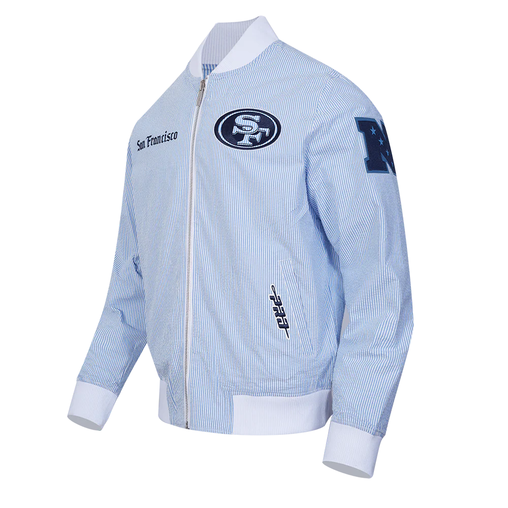 NFL SAN FRANCISCO 49ERS COUNTRY CLUB MEN'S SEERSUCKER JACKET (SEERSUCKER BLUE) - Image 3