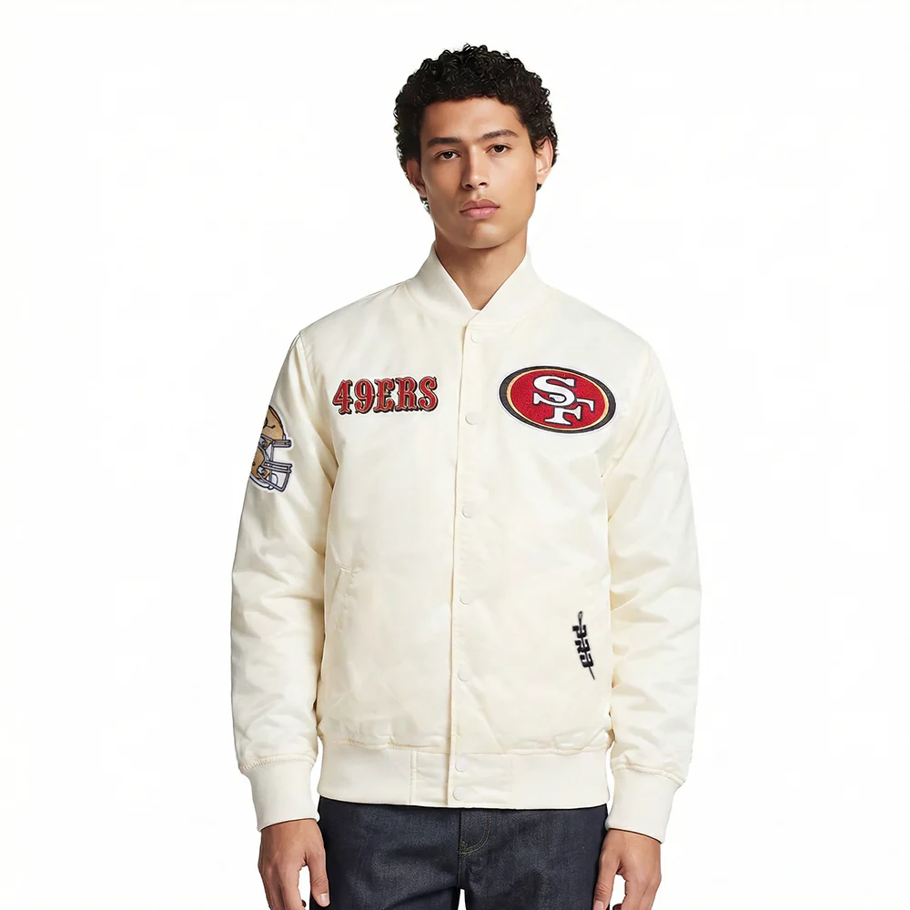NFL SAN FRANCISCO 49ERS SOUVENIR MEN'S SATIN JACKET (EGGSHELL)