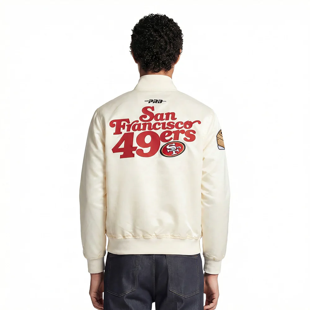 NFL SAN FRANCISCO 49ERS SOUVENIR MEN'S SATIN JACKET (EGGSHELL) - Image 2