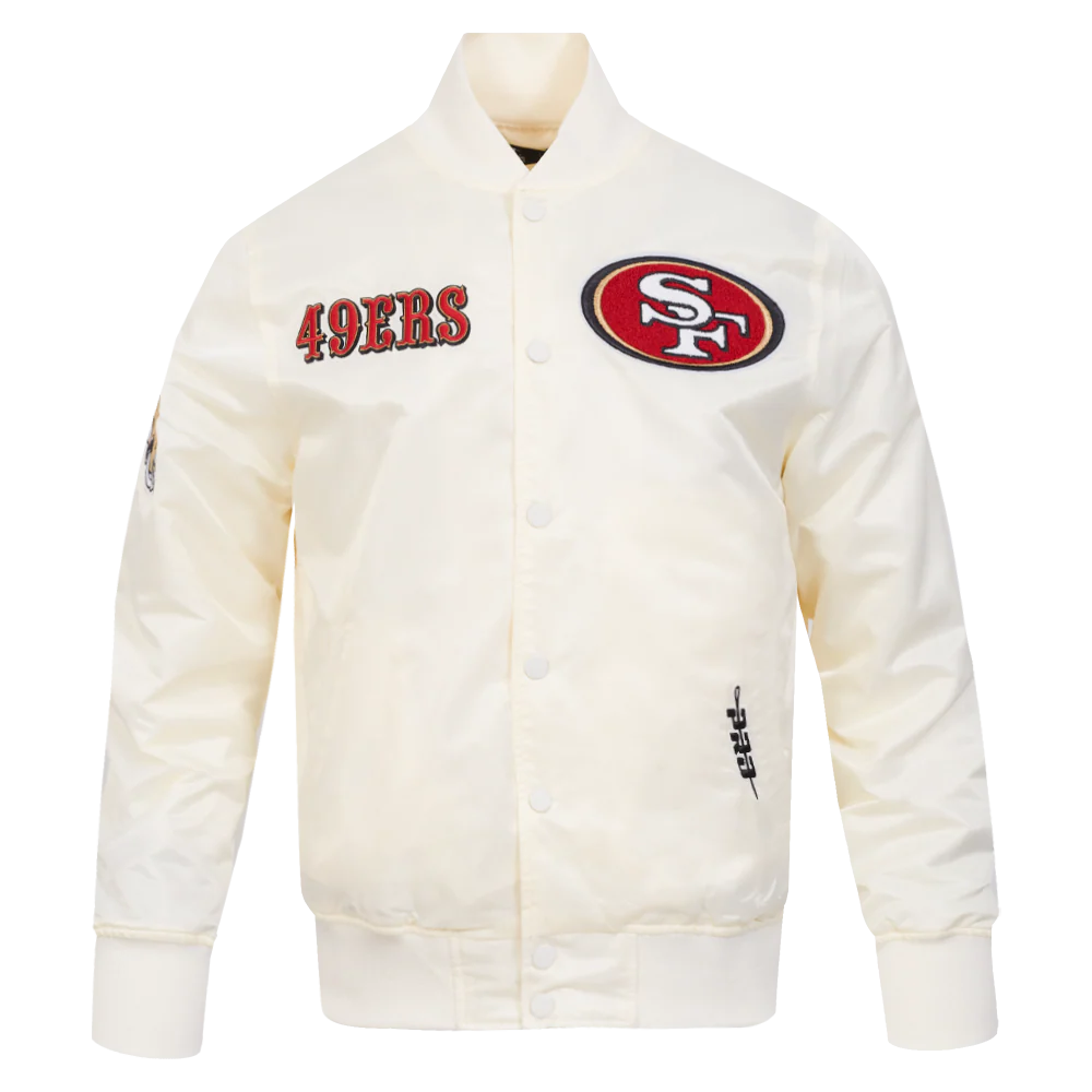 NFL SAN FRANCISCO 49ERS SOUVENIR MEN'S SATIN JACKET (EGGSHELL) - Image 5
