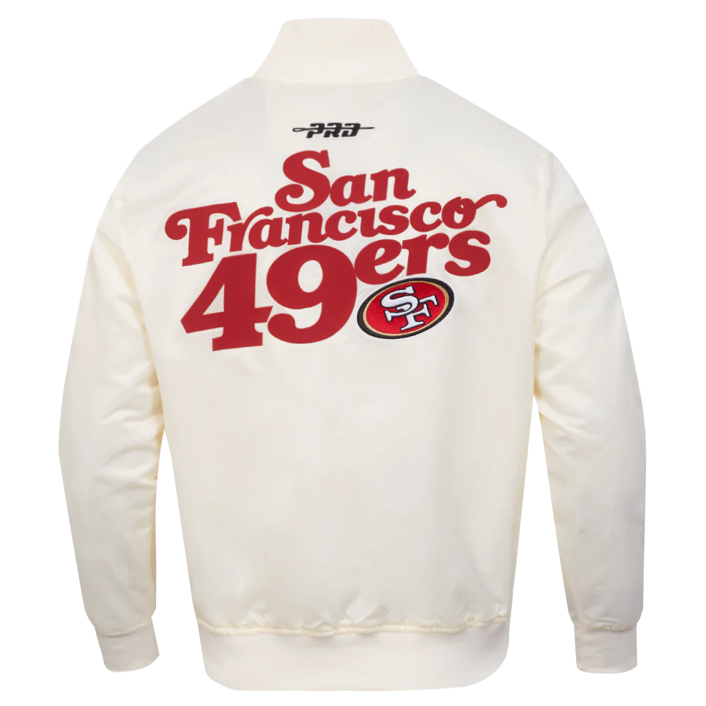 NFL SAN FRANCISCO 49ERS SOUVENIR MEN'S SATIN JACKET (EGGSHELL) - Image 7