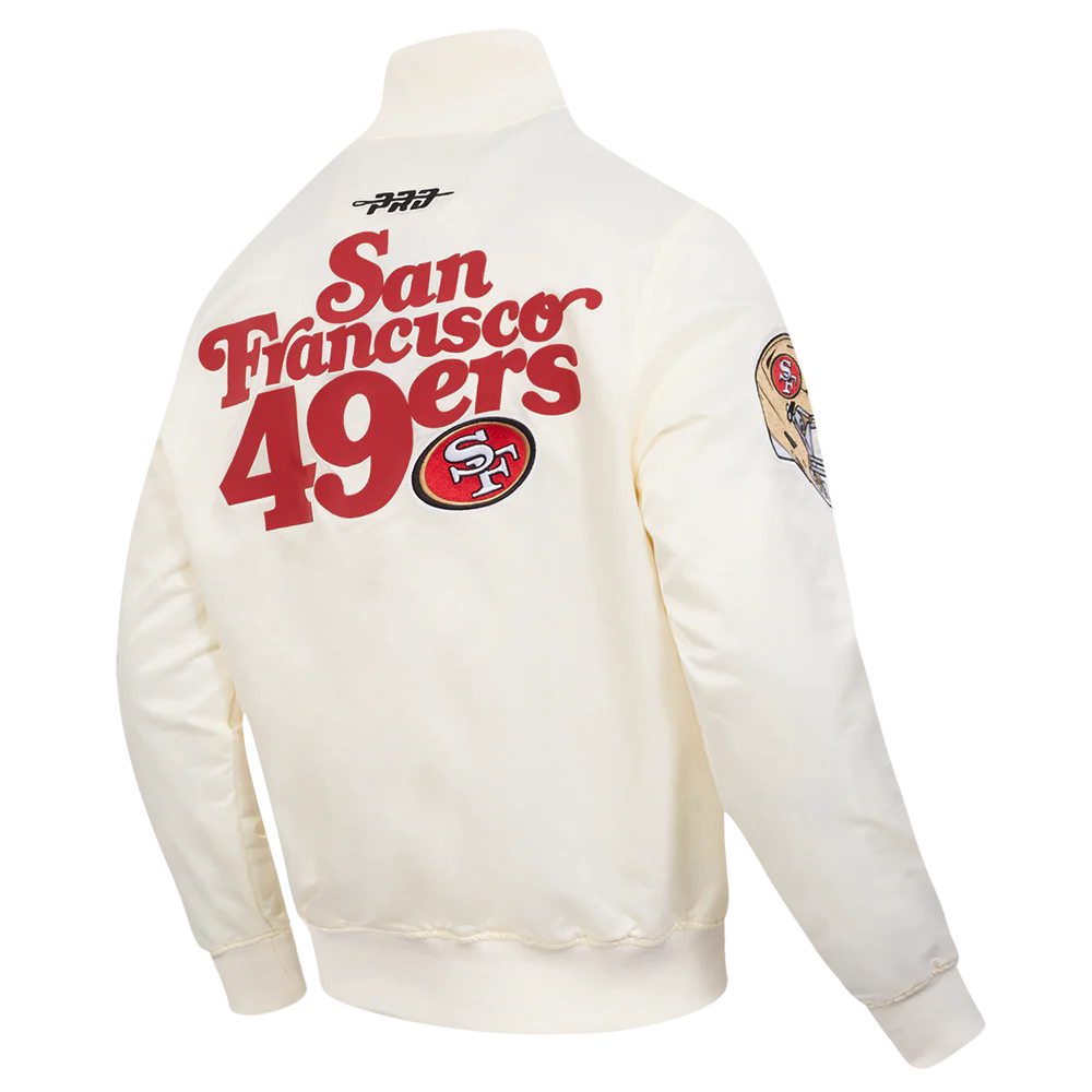 NFL SAN FRANCISCO 49ERS SOUVENIR MEN'S SATIN JACKET (EGGSHELL) - Image 8