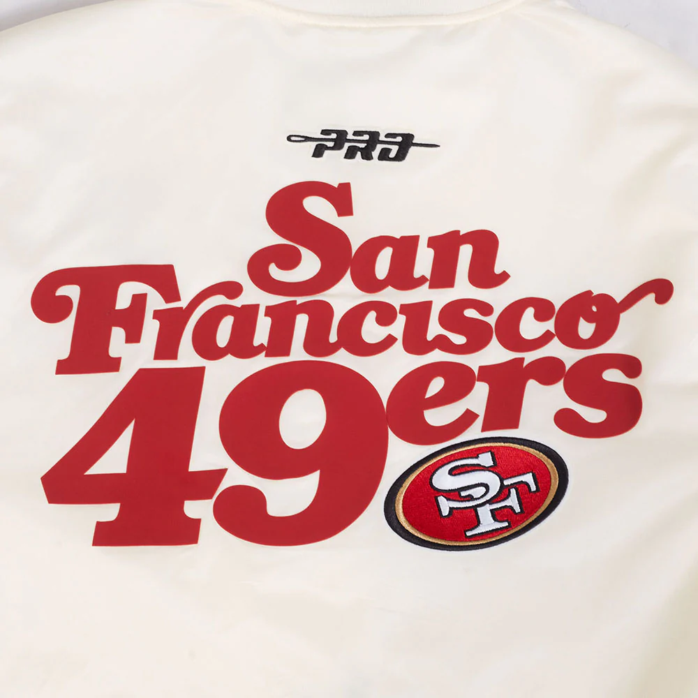 NFL SAN FRANCISCO 49ERS SOUVENIR MEN'S SATIN JACKET (EGGSHELL) - Image 9