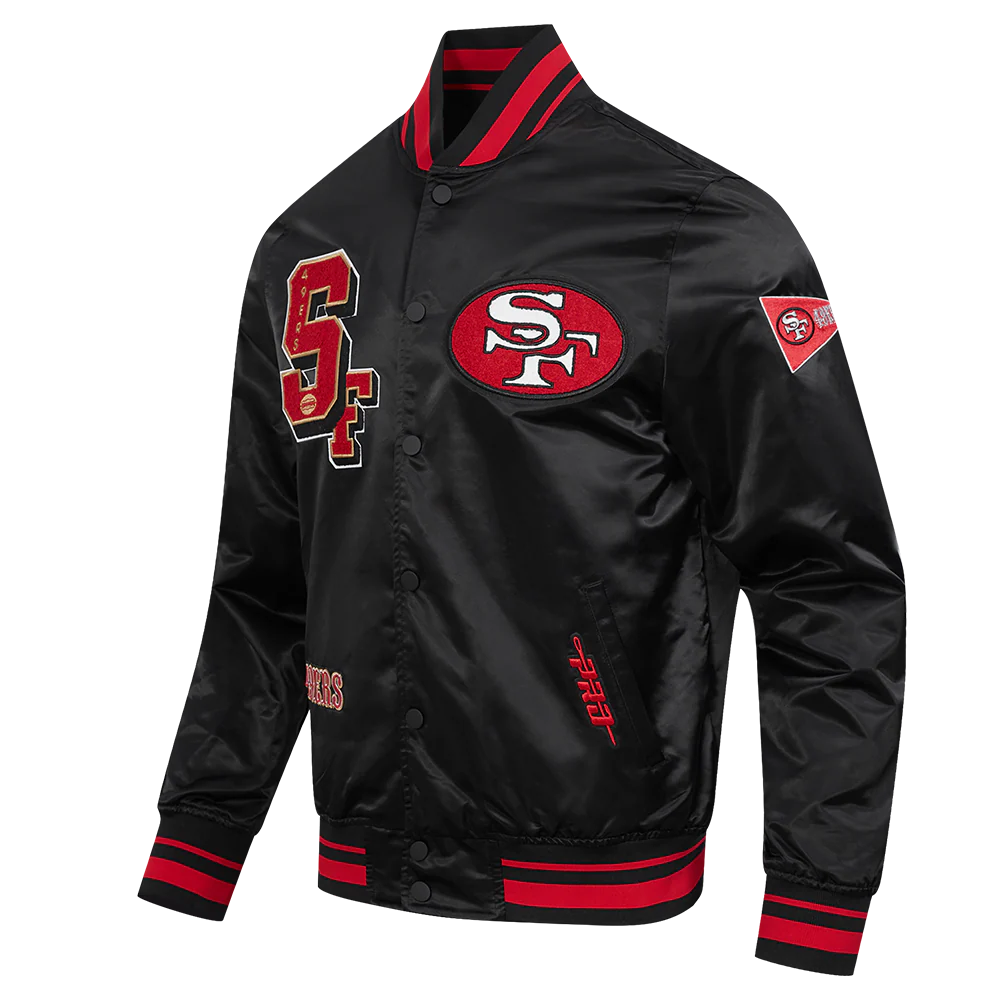 NFL SAN FRANCISCO 49ERS BEST OF MEN'S RIB SATIN JACKET (BLACK/RED/BLACK) - Image 8