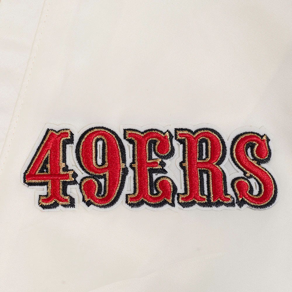 NFL SAN FRANCISCO 49ERS BEST OF MEN'S RIB SATIN JACKET (EGGSHELL/ RED) - Image 10