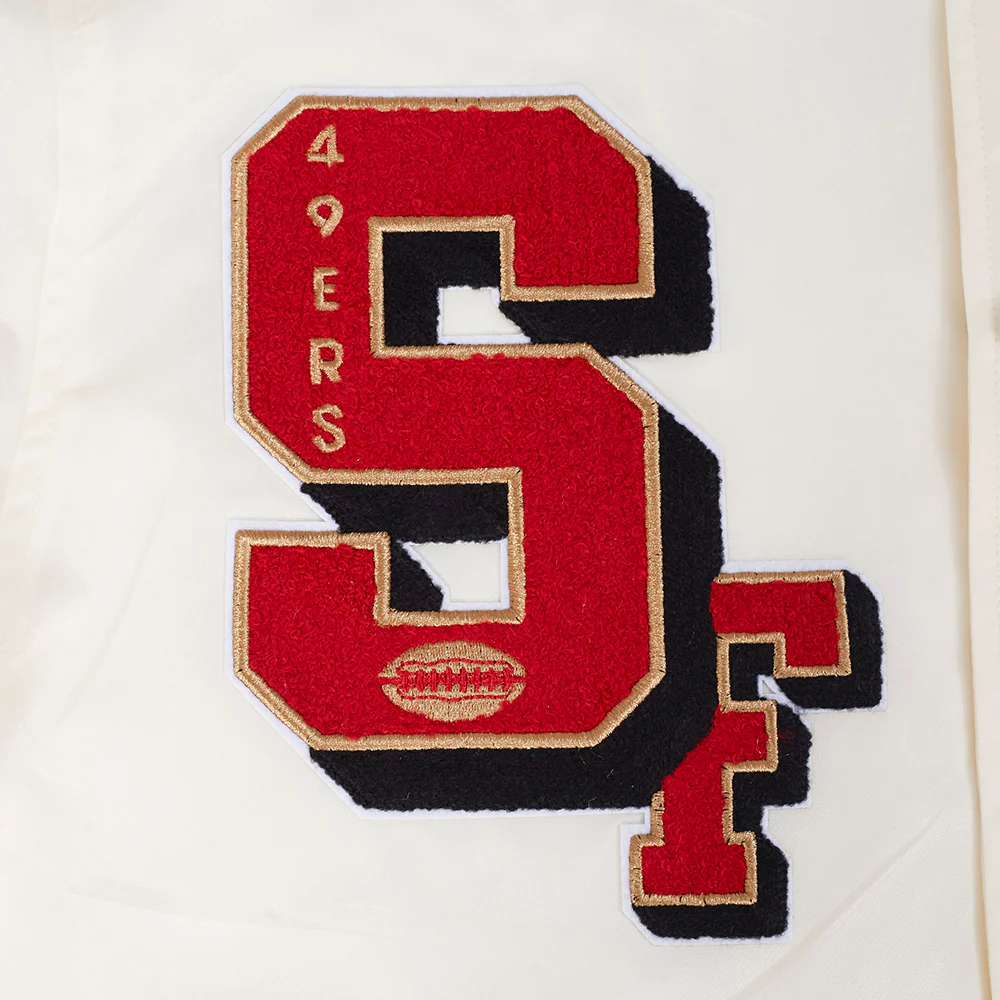 NFL SAN FRANCISCO 49ERS BEST OF MEN'S RIB SATIN JACKET (EGGSHELL/ RED) - Image 14