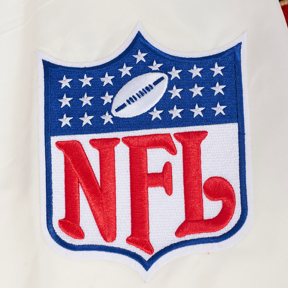 NFL SAN FRANCISCO 49ERS BEST OF MEN'S RIB SATIN JACKET (EGGSHELL/ RED) - Image 16