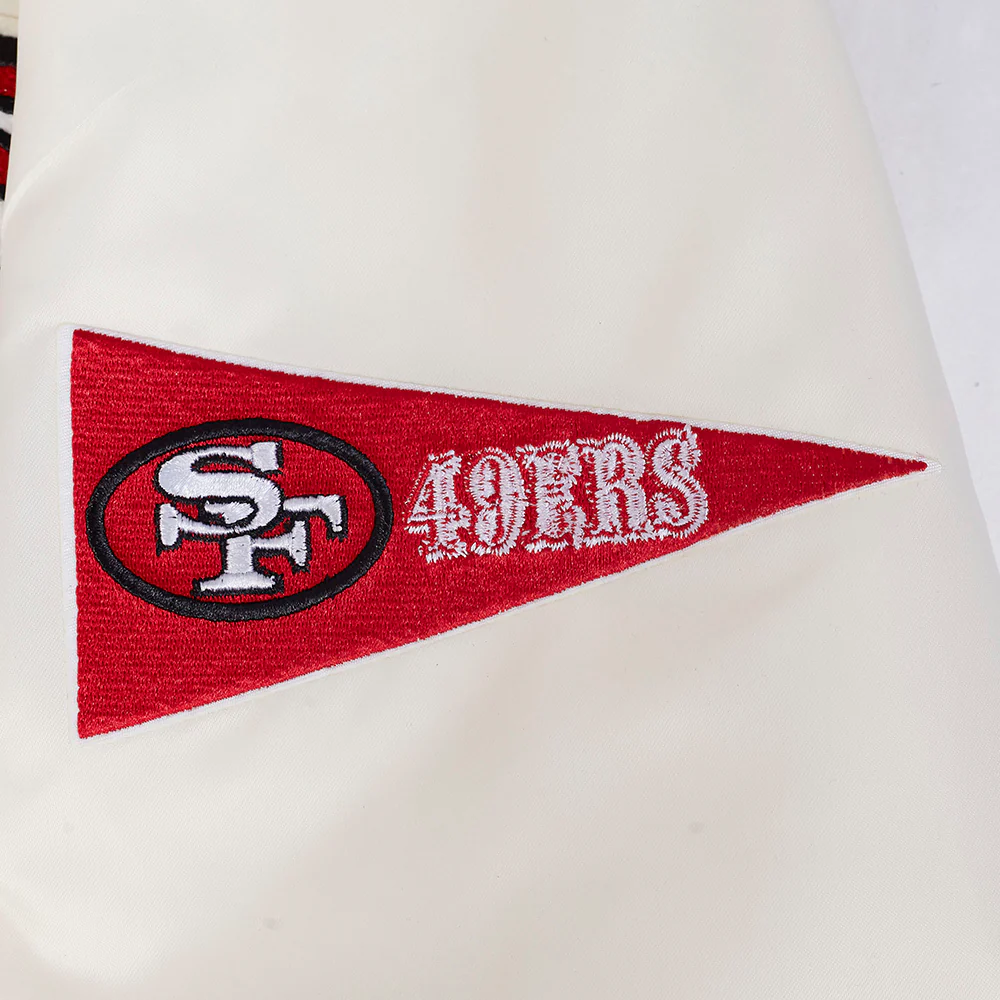 NFL SAN FRANCISCO 49ERS BEST OF MEN'S RIB SATIN JACKET (EGGSHELL/ RED) - Image 17