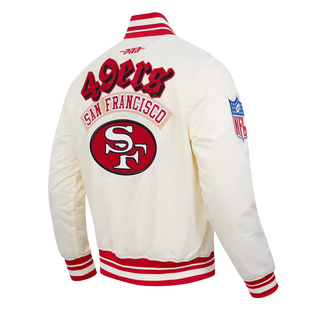 NFL SAN FRANCISCO 49ERS BEST OF MEN'S RIB SATIN JACKET (EGGSHELL/ RED) - Image 19