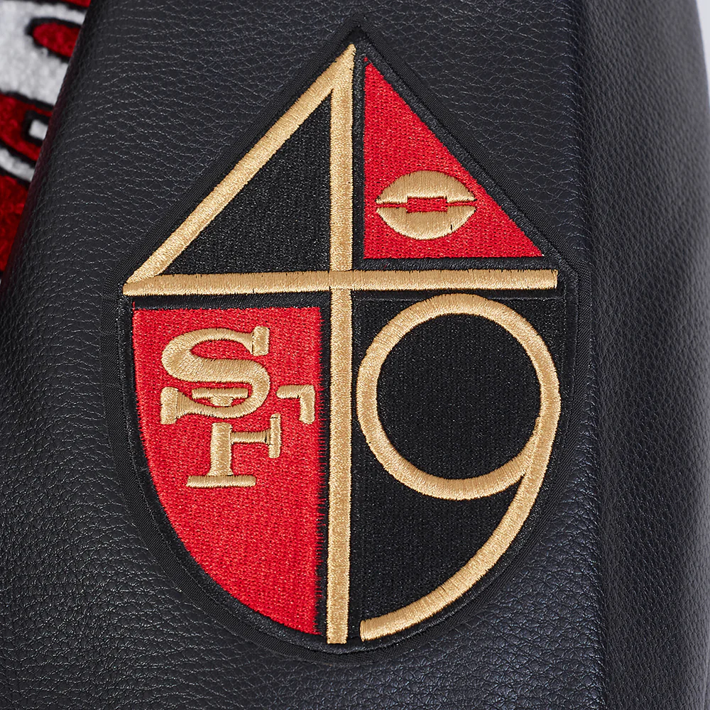NFL SAN FRANCISCO 49ERS BEST OF MEN'S RIB WOOL VARSITY JACKET (BLACK/RED/BLACK) - Image 9
