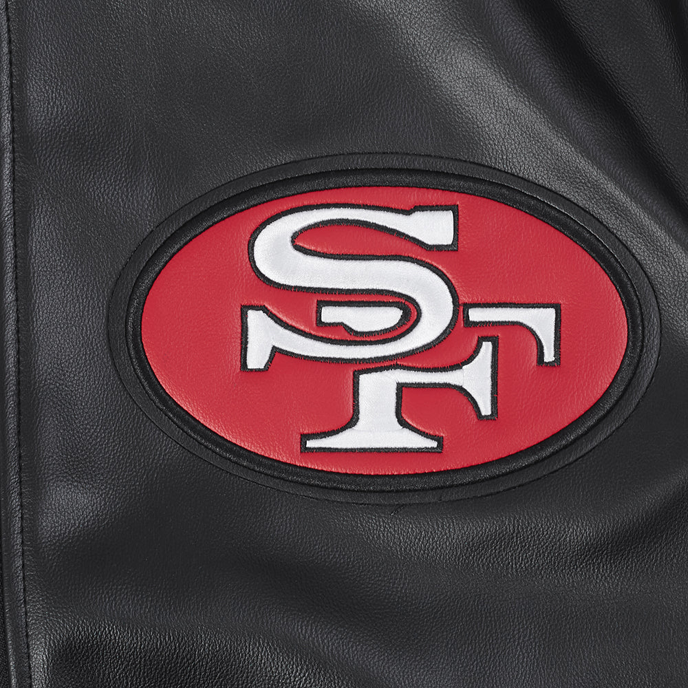 NFL SAN FRANCISCO 49ERS BEST OF MEN'S LEATHER VARSITY JACKET (BLACK/WHITE) - Image 11
